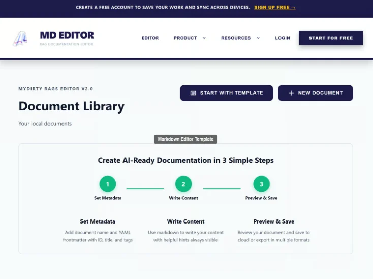 Markdown Editor screen 2