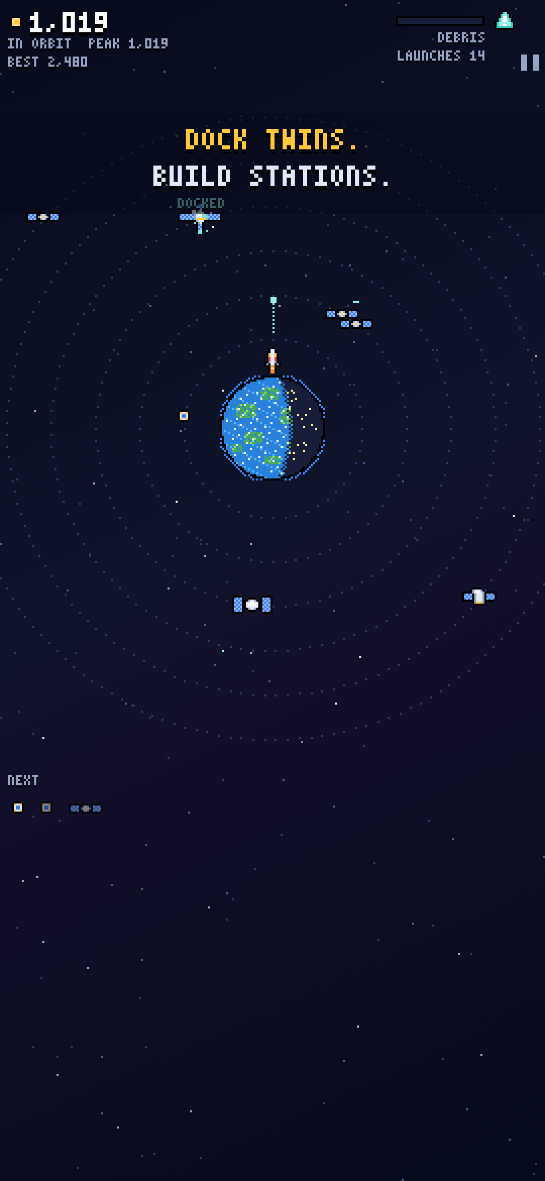 Kessler Sky, two satellites docking into a larger one in the same orbit
