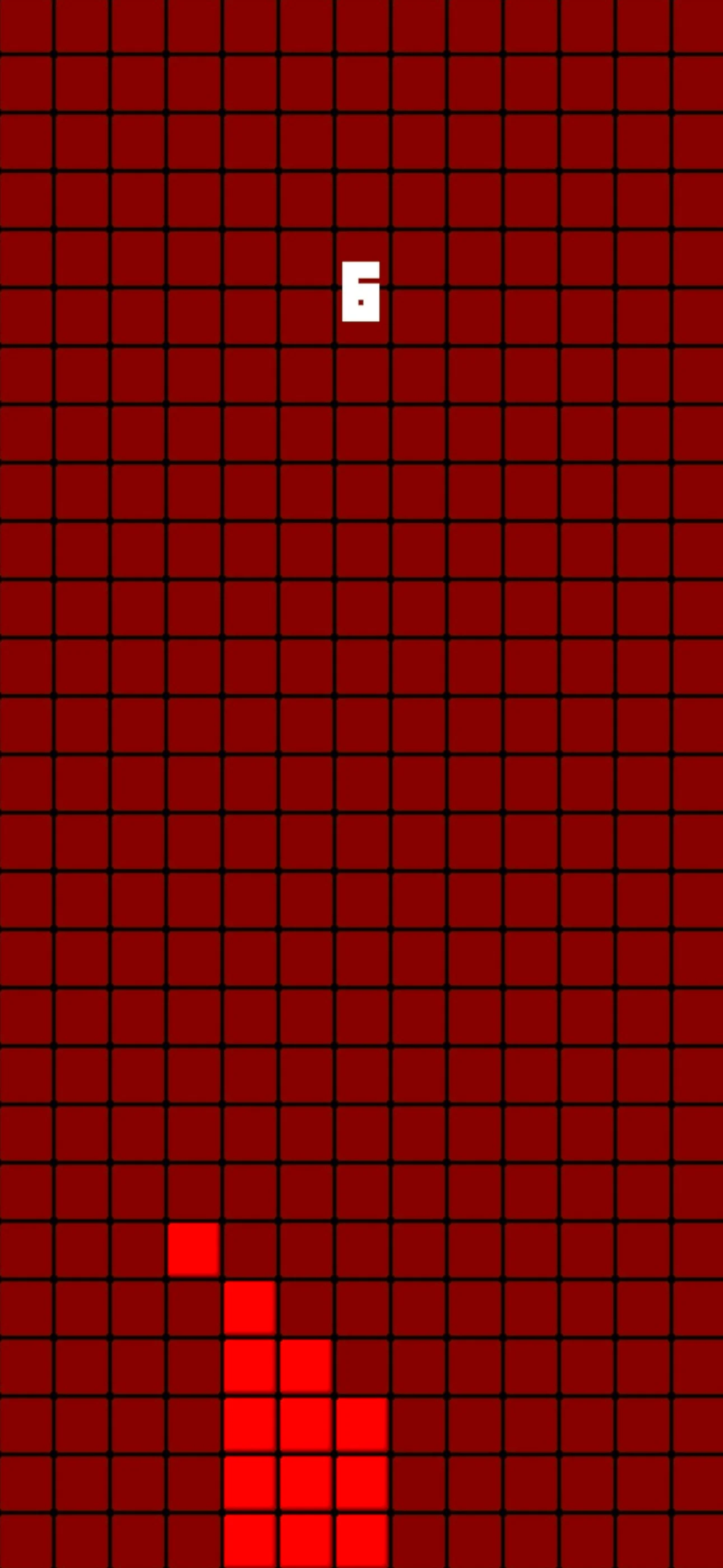 Stack 8 on a red board, a score of 6 above a narrow pyramid of red blocks